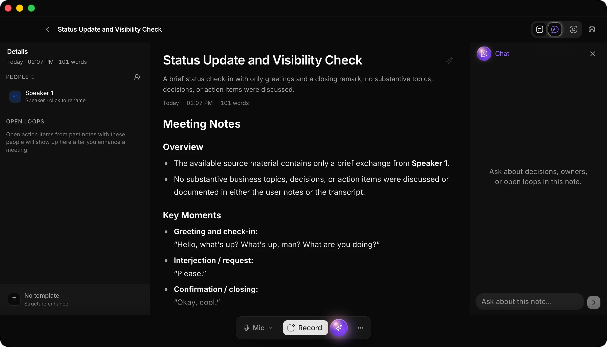 Myna Notes chat interface